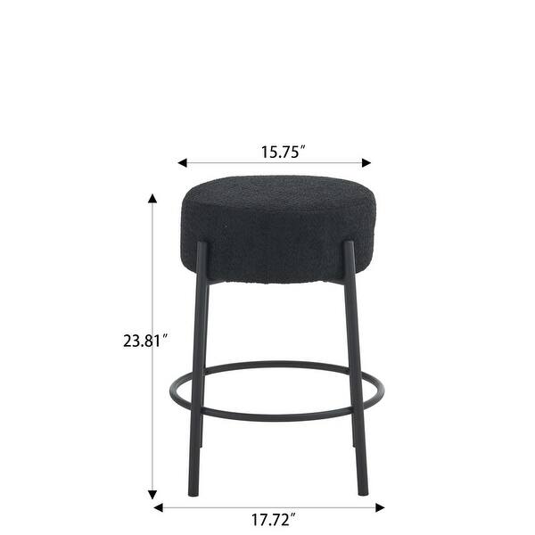 24" Tall, Set of 2 Round Bar Stools, Black Metal legs Stool